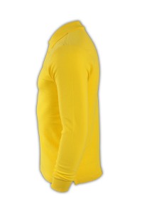 SKLPS008 solid color banana yellow 049 long-sleeved men's Polo shirt 1AD01 supply order solid color long-sleeved polo shirt cotton breathable polo shirt polo shirt made in hong kong price side view